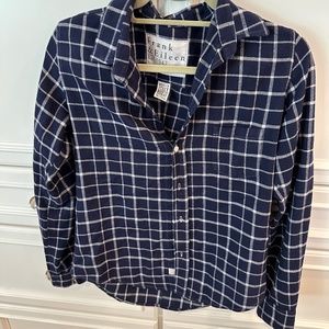 Navy and white Frank & Eileen flannel button down. Size S